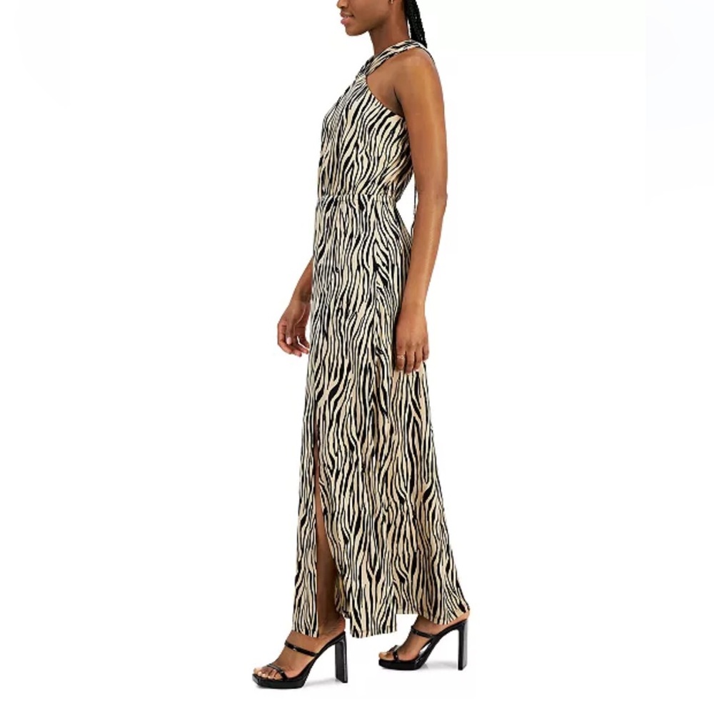 NWT 1X INC International Concepts Zebra Halter Slit Maxi Dress - Picture 4 of 11